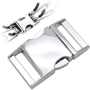 LonlyEagle Dog Collar Buckle,Fastener Stainless Steel Buckle for Prong Dog Training Collar & Quick Release with Buckle for Medium Large Dogs(Silver,M:2.8-3.2mm)
