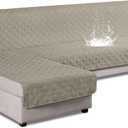 VANSOFY Upgraded Sectional Couch Covers 100% Waterproof L Shaped Sofa Slipcover Reversible Chaise Lounge Cover for Sectional Sofa Furniture Protector Cover for Pets Dog(X-Large, Khaki)