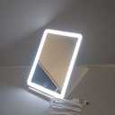 FUNTOUCH Rechargeable Travel Makeup Mirror with 72 Led Lights, Portable Lighted Beauty Mirror, 3 Color Lighting, Dimmable Touch Screen, Tabletop LED Folding Cosmetic Vanity Mirror