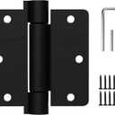 2 Pack Self Closing Door Hinges 3.5 inch Matte Black Door Hinges Spring Loaded Auto Close Hinges 1.4'' Radius Corners Adjustable Tension for Interior Door 3 1/2 Auto Self-Closing Hinge