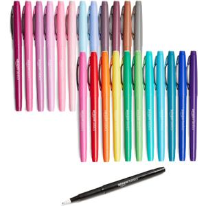 Amazon Basics Felt Tip Marker Pens, Versatile for Writing, Drawing, and Journaling, Assorted Colors, 24-Pack