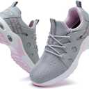 LANSNBO Steel Toe Shoes for Women Indestructible Safety Work Shoes Air Cushion Lightweight Breathable Utility Sneakers Puncture Proof Slip Resistant Composite Toe Footwear, 9, Grey,pink