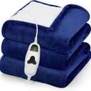 greenoak Heated Blanket Electric Throw 50"X60", Heating Blanket with 10 Heat Levels 8 Hours Auto-Off,Fleece Soft Sherpa Blanket,Gifts for Grandma Mom Seniors, Sea Blue