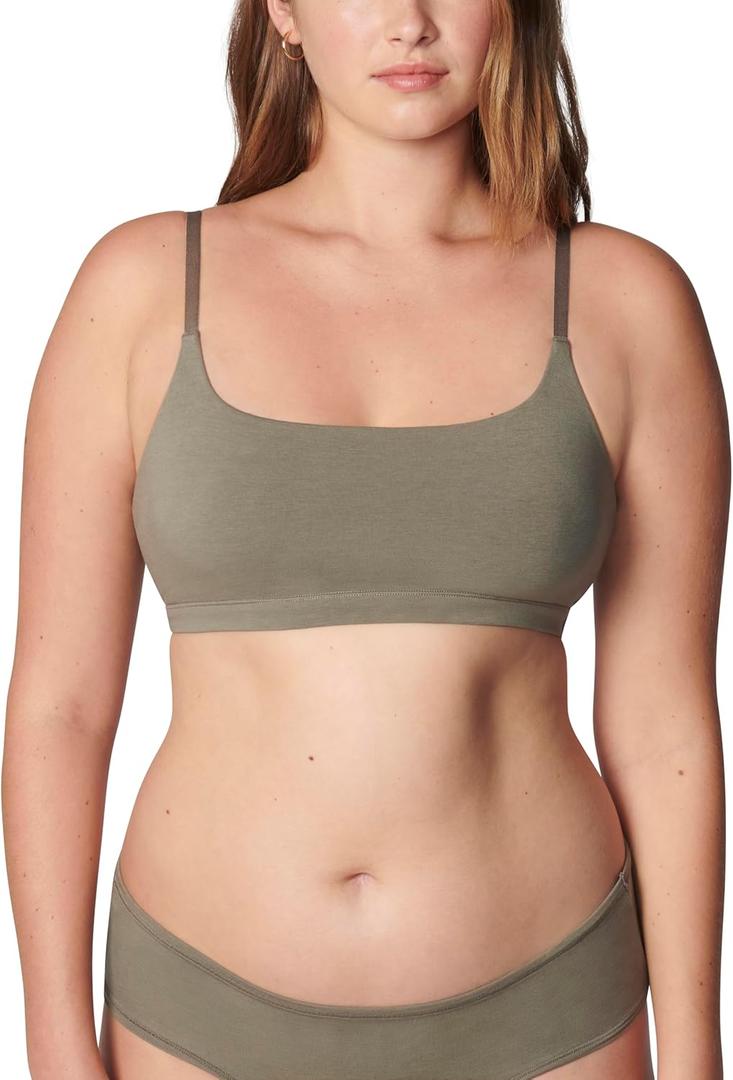 Florence by Mills Women's Softie Cotton Scoop Bralette (X-Large, Dusty Olive)