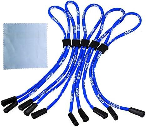 BQLZR Blue Spandex Adjustable Eyeglass String Lanyard Holder Sunglasses Neck Cord Strap Pack of 4