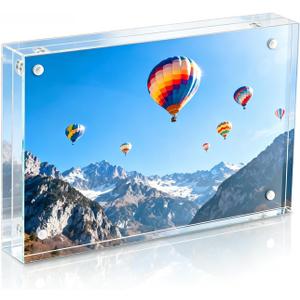 Acrylic Picture Frames 1 Pack,4X6 Double Sided Magnetic Picture Frames, 10+10mm Thick BlockClear Freestanding Transparent Acrylic Frames, Gifts for Women Mom Grandma Father Girlfriend Sister