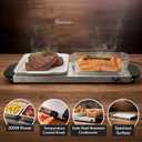 OVENTE Electric Warming Tray with Adjustable Temperature Control, Compact Food Warmer & Server for Buffets, Parties, Events, and Dinners, Cool-Touch Handles, Stainless Steel, Silver FW170S