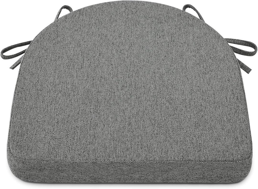 Shinnwa Kitchen Chair Cushions, Non-Slip Dining Chair Cushions with Ties and Machine Washable Cover, 17 x 16.5 x 2in, Dark Grey