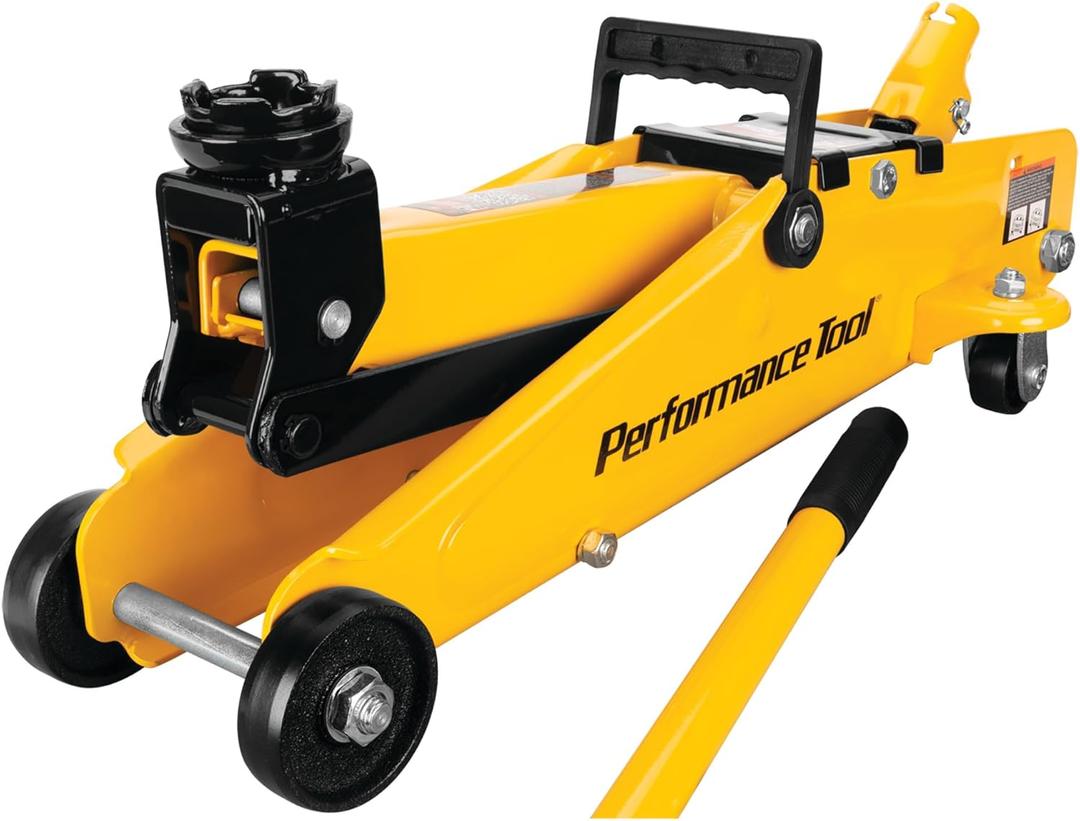 Performance Tool W1640 2-1/2 Ton Garage Jack, (5,000 lbs.) 5-15.5-Inch Lift, Swivel Casters, For Cars/Trucks
