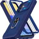 Gritup for Samsung Galaxy A13 4G Case with 2PCS Screen Protector, Build in 360 Rotating Ring Kickstand, Military Grade Protective Cover for A13 4G Phone, Blue