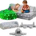 10Pcs Modular Kids Play Couch Glow, Convertible Play Fort Kids Couch, Instant Rebound 28D Foam Toddler Couchs, Kid Sofa for Playroom, Bedroom Furniture, Gray and Space