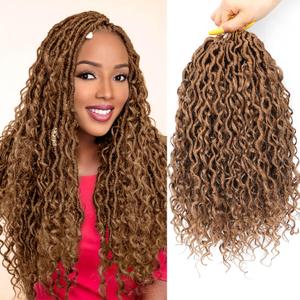 Col Bling Goddess Locs Crochet Hair 14 Inch, 8 Packs Faux Locs Crochet Hair Pre Looped for Women, Boho Crochet Locs with Curly Ends (14 Inch 27#)