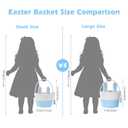 Easter Baskets for Kids, Blue Small Personalized Bunny Easter Basket Empty with Handle, Basket Tags, Woven Rope Egg Easter Baskets Gifts for Boys Girls Babies Toddler Infant, 8.7" x 6.9" x 6.3"