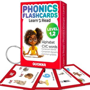 QUOKKA English Alphabet CVC Flash Cards  Learn to Read Set for Kids Ages 3-5 and 4-8  Phonics Cards for Toddlers 2-4 Years and Kindergarten  Reading Tools for Early Literacy & Phonemic Awareness