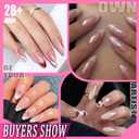 UNA GELLA Almond Gel Nail Tips, 504PCS Pre Etched Clear Fake Nails Tips Medium Almond Shape - 12 Sizes Full Cover Soft Acrylic Press On Nail Extensions No C Curve Gift for Diy at Home