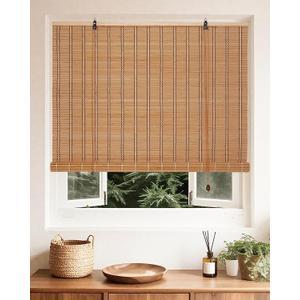FoundGo 51" W x 72" H Bamboo Roller Blinds Sun Shade,Retro Light Filtering Roller Bamboo Curtains Roll Up Curtain Shades for Windows,Doorways.