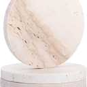 Marble Coasters Set of 4, Natural Travertine Stone Drink Coasters Round Modern Stone Cup Mat 4 Inch with Non-Slip Cork Backing Housewarming Gift for Wedding Christmas Anniversary Present