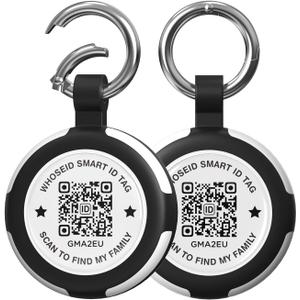 Compatible with AirTag Keychain, QR Code Air Tag Holder, Silicone AirTags Cases, GPS Item Finders Accessories (Black & Black)