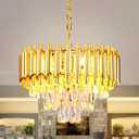 FRIXCHUR 16-Inch Modern Gold Crystal Chandelier, Ceiling Light Fixture, Adjustable Pendant Light – Suitable for Dining Room, Foyer, Kitchen and Bedroom