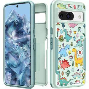 for Google Pixel 8A Case Women - Cute Girls Cover Girly Kawaii Aesthetic Unique Design Dinosaurs Heavy Duty Protective Shockproof Military Grade Teens for Google Pixel 8A Phone Cases