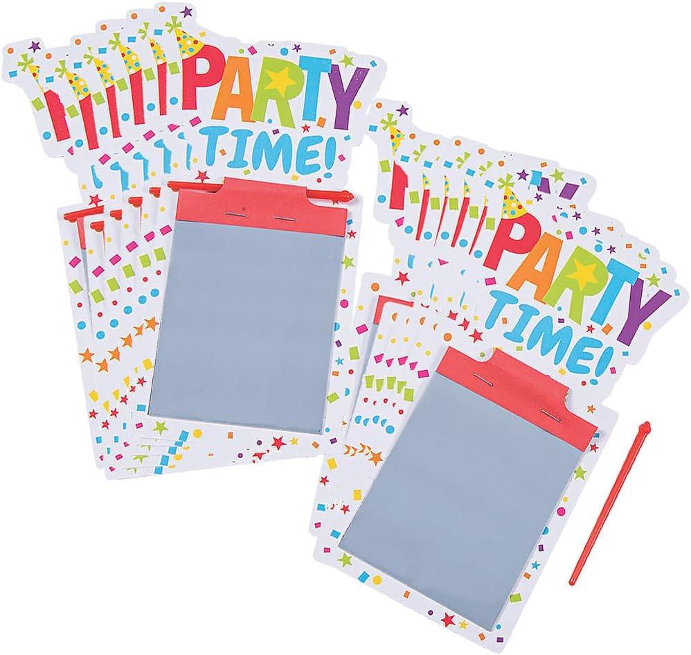 Fun Express Birthday Magic Screens - Stationery Set for Creative Fun at Parties and Celebrations, Toy Birthday Gift - Toddlers Drawing Tablet for Kids - 12 Pieces