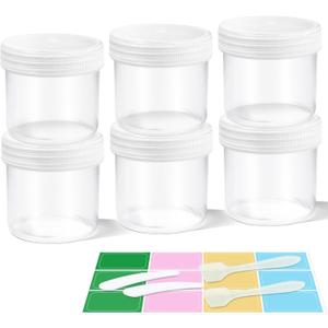 DEMORA Small Travel Containers Plastic Jars with Lids for Creams, Refillable TSA Approved Travel Size Containers for Lotion Makeup Cosmetic Toiletries Ointments, PP, BPA Free (Clear, 3.4 oz, 6 Pcs)