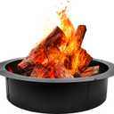 QuliMetal 36-Inch Steel Fire Pit Ring Insert, DIY Campfire Ring Above or In-Ground, Black