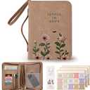 Bible Cover Case, Premium, Leather Carrying Case with Handle&Zippered Pocket for Standard Size and Bible Accessories, Large Bible Bag, Ideal Gift for Women Men Lady Girls (Brown)