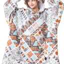 THREE POODLE Wearable Blanket Hoodie for Women, Oversized Sherpa Sweatshirt Blanket for Adults Men, Cozy Bohemia Hooded Blankets, Gifts for Teen Girls Women Mom Sister