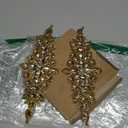 uxcell 2 Pcs Rhinestone Applique Patches Belt Accessories 3D Embroidery Iron on Patch Sewing Embellishments for Wedding Bridal Sash Crystal Belt Dress DIY Sewing, Gold (9.4" x 3.5")