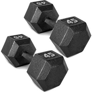 CAP 45 LB Cast Iron Hex Dumbbell Hand Weight - Pair | Black