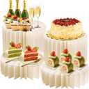4 Pcs Buffet Risers, Foldable Food Risers for Buffet Table, Dessert Table Display Set, White Cardboard Cylinder Cake Cupcake Stands for Party (4 Pcs)