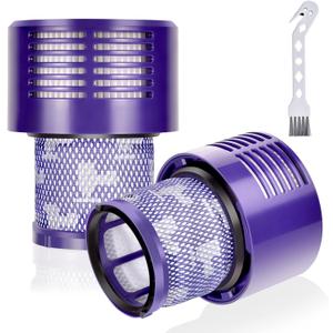 Leadaybetter Vacuum Filter Replacements for Dyson V10 Cyclone Series, V10 Animal, V10 Absolute, V10 Total Clean, SV12, Part No. 969082-01 (2 Pack Filters and 1 Clean Brush)
