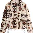 ZAFUL Women's Fashion Long Sleeve Lapel Half Zip Plain Faux Fur Sweatshirt Solid Color Crop Pullover Tops, Size Small (3-Light Coffee)