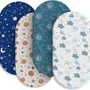 Baby Bassinet Sheets for Baby Boy Girls,4-Pack Fitted Bassinet Sheets Set Compatible with Halo Bassinest Swivel Sleeper,Baby Delight,Angelbliss,32"X16" (Starry Universe)