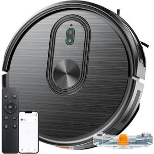 Robot Vacuum and Mop Combo, 2 in 1 Mopping & Mopping Robot with Schedule, App/Bluetooth/Voice, 3200Pa Max Suction, Self-Charging Robot Vacuum Cleaner, Slim, Ideal for Pet Hair, Hard Floor, Carpet (Black)