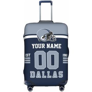 Custom Dallas Luggage Cover, Personalized Suitcase Cover, Customized Design Your Name and Number Washable Elastic Travel Suitcase Protector for Business Vacation For 18-32 Inch Luggage L
