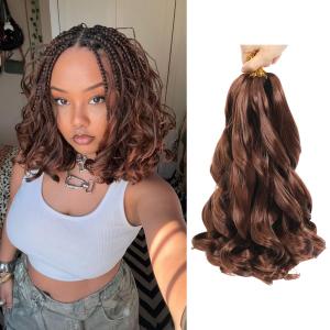 French Curl Braiding Hair 12 Inch Pre Stretched Bouncy Braiding Hair Curly Extension for Braids Synthetic French Curl Braids for Black Women 8 Packs #33