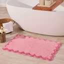 ORTIGIA Cute Pink Scalloped Bath Mat, Fun Plush Microfiber Scallop Bathroom Rugs Non Slip Washable Quick Dry Absorbent, Bathmat Bath Rug Carpet for Shower Stall Vanities Kitchen Floor Entrance, 20x32 (1'8" x 2'8" (Rectangular))