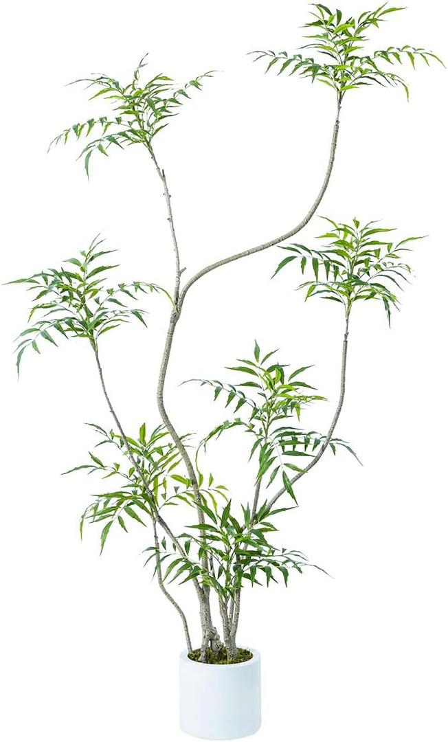 Artificial Mahonia fortunei Tree,5.3ft Tall Fake Plants Artificial Mahonia fortunei Plants for Indoor, Fake Trees for Office Home Living Room Floor Patio Greening Porch Decor (5ft 3in)