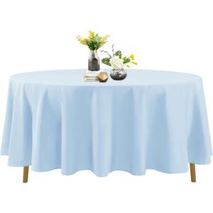 108 Inch Stain and Wrinkle Resistant Washable Polyester Table Cloth, Decorative Table Cloth for Dining Table, Buffet Parties and Wedding, Blue Mist