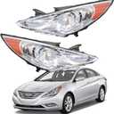 Headlights Headlamp Replacement for Sonata 2011-2014 Projector Headlight Clear Lens Amber Corner Pair Left and Right Side Replacement for HY2502159 HY2503159