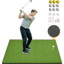 Golf Hitting Mat 5×4ft, Thickened 21/31/36mm Golf Practice Mat for Indoor Outdoor, Top-Notch Artificial Turf Driving Matt with 9 PU Balls+3 Rubber Tee+7 Tee