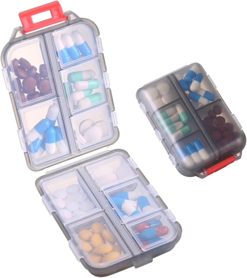 1Pack Travel Pill Organizer - 10 Compartments Pill Case, Compact and Portable Pill Box, Perfect for On-The-Go Storage, Pill Holder for Purse Gray (1 Pack Gray)