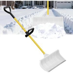 Snow Pusher, Snow Plow Shovel with Ergonomic Dual D-Handles & 22'' UHMW Blade, Lightweight Manual Snow Shovel for Driveway, Sidewalk & Patio (33, yellow)