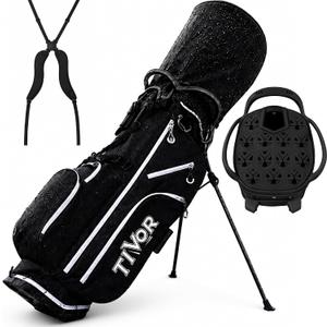 14 Way Golf Stand Bag for Men & Women, Lightweight Silent Hybrid Golf Bag with Club Lock Top, Oversized Putter Well, 8 Pockets, USB Port & Rain Cover, Black Blue