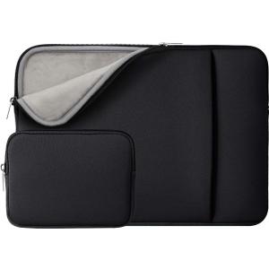RAINYEAR 13 Inch Laptop Sleeve Compatible 13.3" MacBook Air/Pro M1 M2 M3 M4 A3240 A3113 A2681 A2337 A1932 A2179 A2338 A1706 A1708 Case Bag with Front Pocket Accessories Pouch (Black, Upgraded Version)