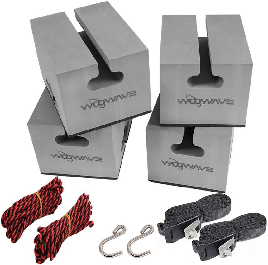 WOOWAVE Canoe Carrier Deluxe Carrier Kit Universal Soft Standard Foam Block for Roof Racks Car-Top Replacement with Tie-Downs, 6 inches