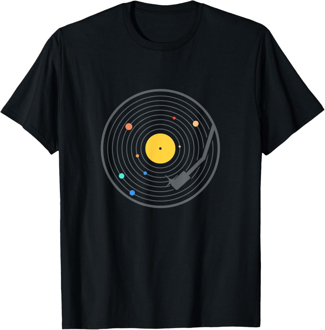 Solar System Vinyl Record | Space Planets Music DJ T-Shirt, Size S