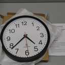 AKCISOT Atomic 10 Inch Wall Clock Analog Clocks for Indoor Kitchen, Battery Operated Clock for Bedroom Office Classroom Living Room(Black)